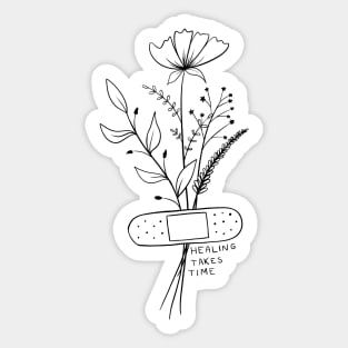 Healing Takes Time | Minimalist Floral Quote Sticker